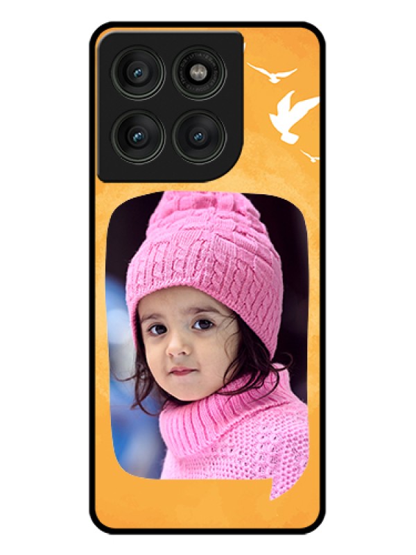 Custom Motorola Edge 60 Pro 5G Custom Glass Phone Case - Water Color Design With Bird Icons