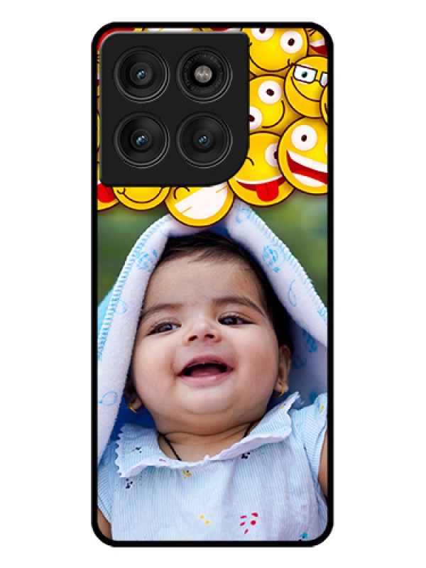 Custom Motorola Edge 60 Pro 5G Custom Glass Phone Case - With Smiley Emoji Design