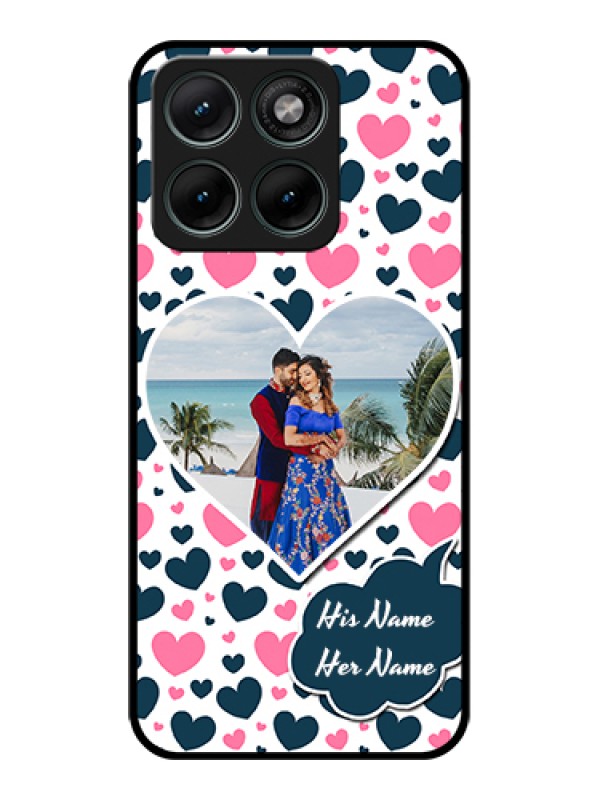 Custom Motorola Edge 70 Fusion Custom Glass Phone Case - Pink & Blue Heart Design