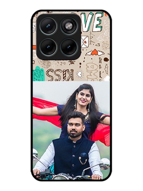 Custom Motorola Edge 70 Fusion Custom Glass Phone Case - Love Doodle Pattern