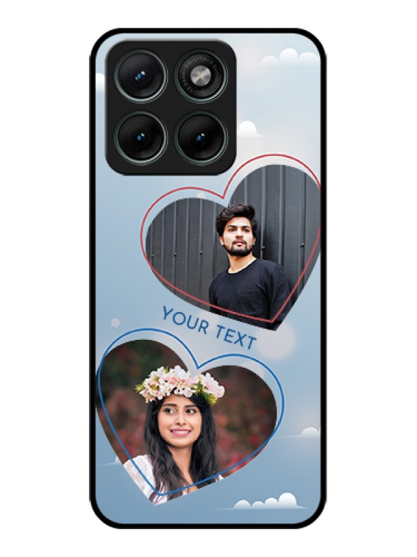 Custom Motorola Edge 70 Fusion Custom Glass Phone Case - Blue Color Couple Design