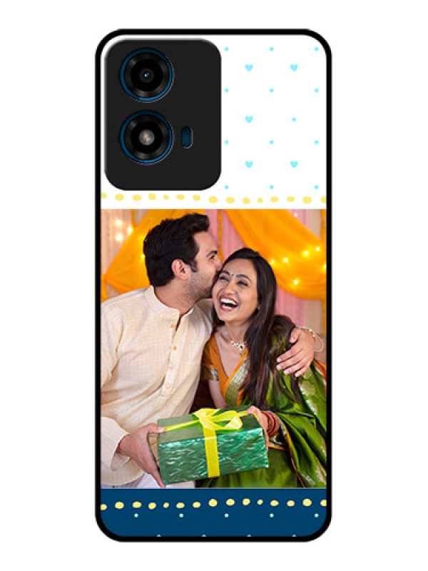 Custom Motorola G04 Custom Glass Phone CaseWhite And Blue Abstract Design