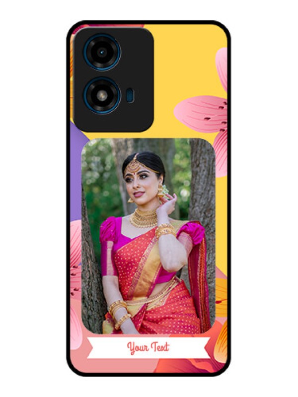 Custom Motorola G04 Custom Glass Phone Case3 Image With Vintage Floral Design