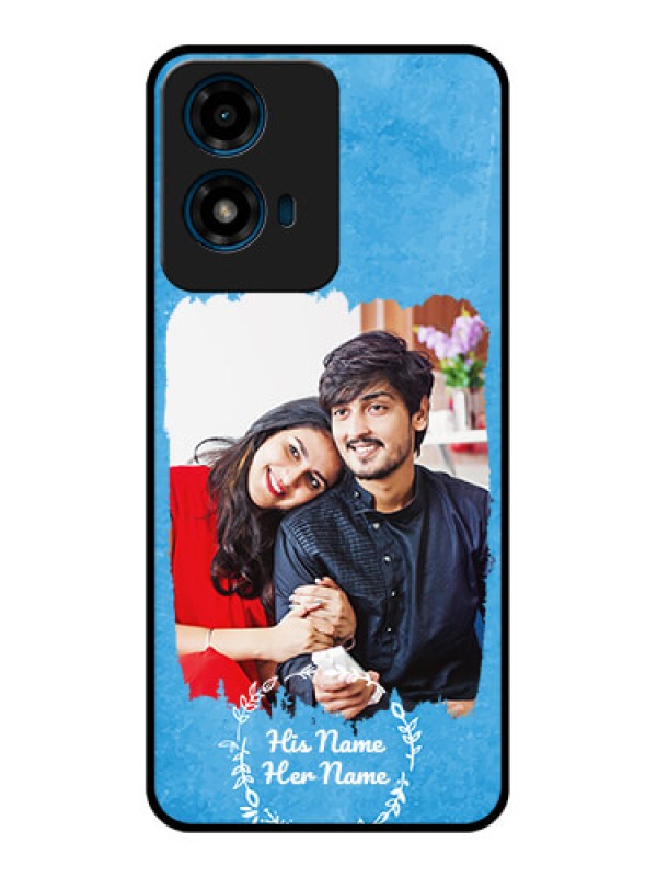 Custom Motorola G04 Custom Glass Phone Case - Blue Color Vintage Design