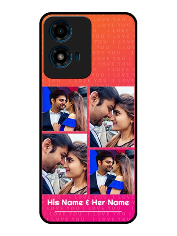 Custom Motorola G04 Custom Glass Phone CaseI Love You Pink Design