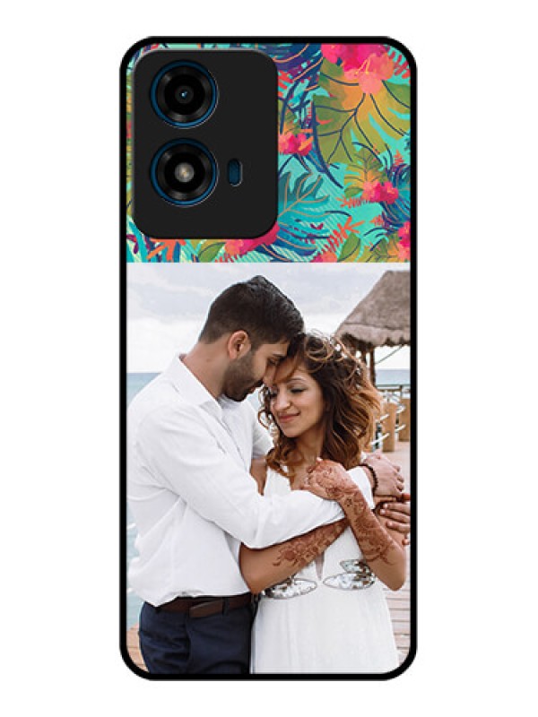 Custom Motorola G04 Custom Glass Phone CaseWatercolor Floral Design