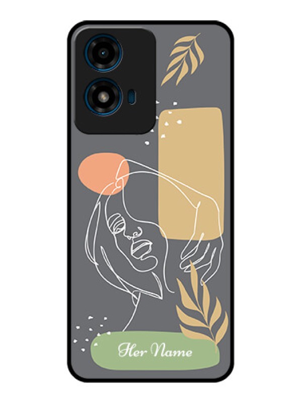 Custom Motorola G04 Custom Glass Phone CaseGazing Woman Line Art Design