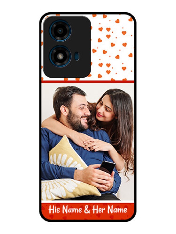 Custom Motorola G04S Custom Glass Phone CaseOrange Love Symbol Design