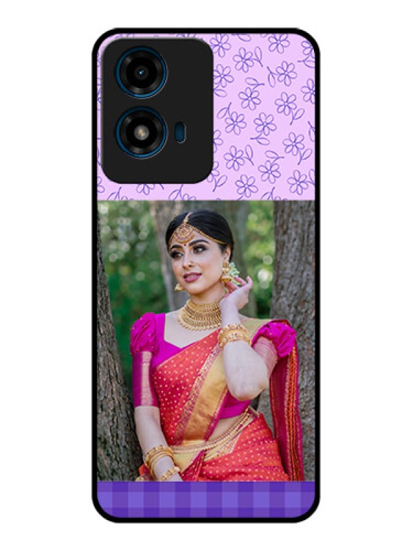 Custom Motorola G04S Custom Glass Phone CasePurple Floral Design