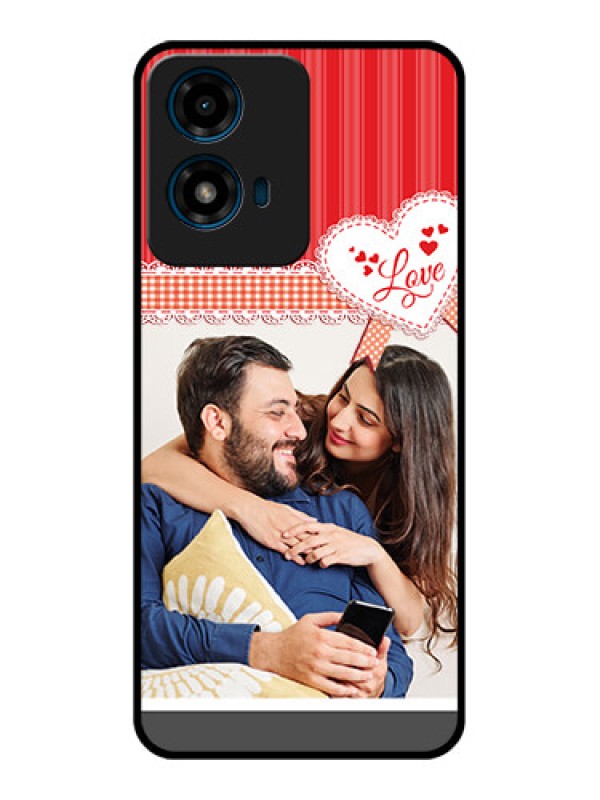 Custom Motorola G04S Custom Glass Phone CaseRed Love Pattern Design