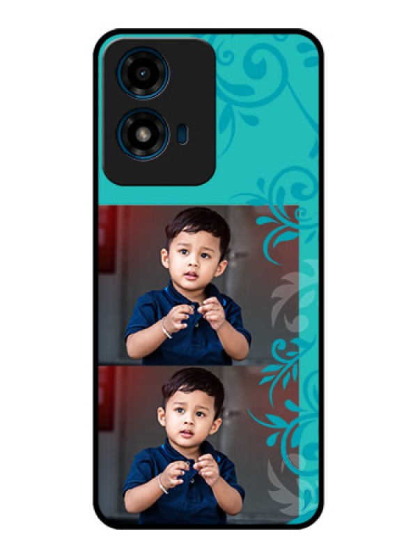 Custom Motorola G04S Custom Glass Phone CaseWith Photo And Green Floral Design