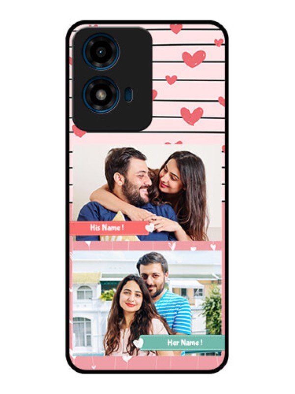 Custom Motorola G04S Custom Glass Phone CasePhoto With Heart Design