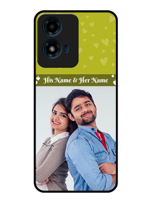 Custom Motorola G04S Custom Glass Phone CaseYou and Me Heart Design