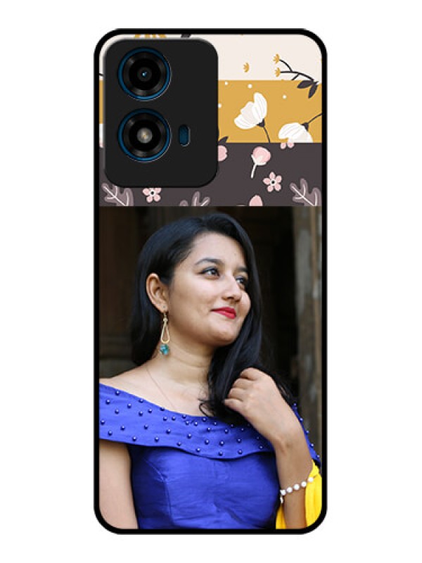 Custom Motorola G04S Custom Glass Phone CaseStylish Floral Design