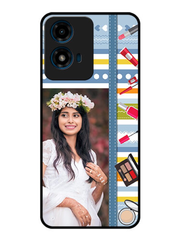 Custom Motorola G04S Custom Glass Phone CaseMakeup Icons Design
