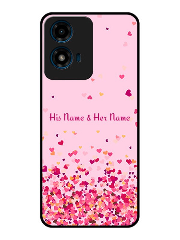 Custom Motorola G04S Custom Glass Phone CaseFloating Hearts Design