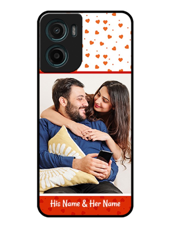 Custom Motorola G05 Custom Glass Phone Case - Orange Love Symbol Design