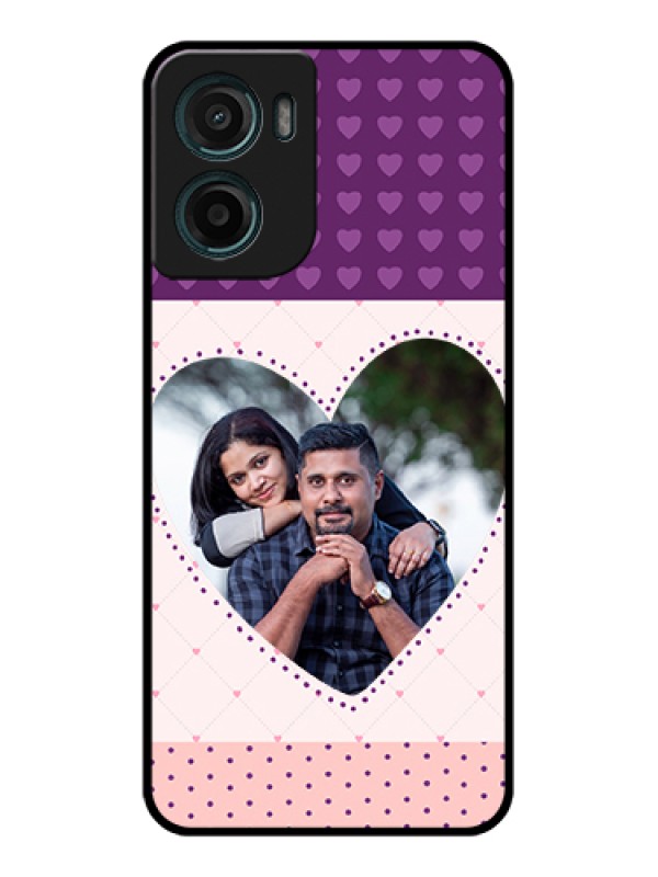 Custom Motorola G05 Custom Glass Phone Case - Violet Love Dots Design