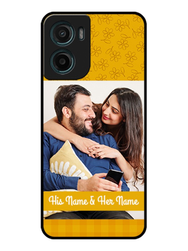 Custom Motorola G05 Custom Glass Phone Case - Yellow Floral Design