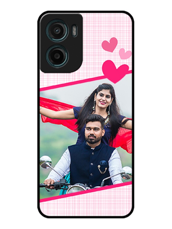 Custom Motorola G05 Custom Glass Phone Case - Love Shape Heart Design
