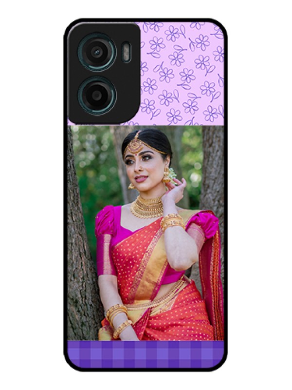 Custom Motorola G05 Custom Glass Phone Case - Purple Floral Design