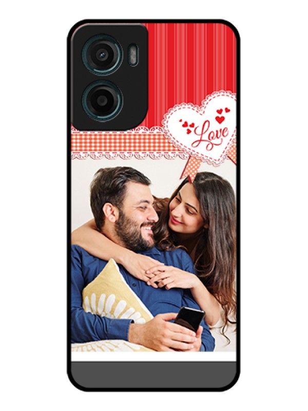 Custom Motorola G05 Custom Glass Phone Case - Red Love Pattern Design