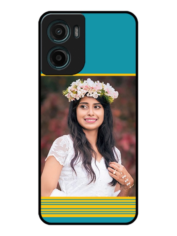 Custom Motorola G05 Custom Glass Phone Case - Yellow & Blue Design