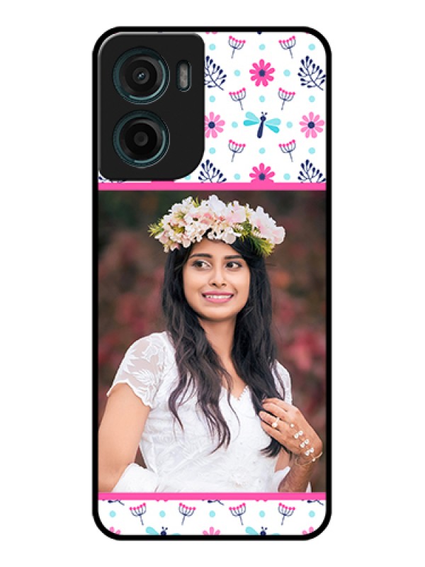 Custom Motorola G05 Custom Glass Phone Case - Colorful Flower Design