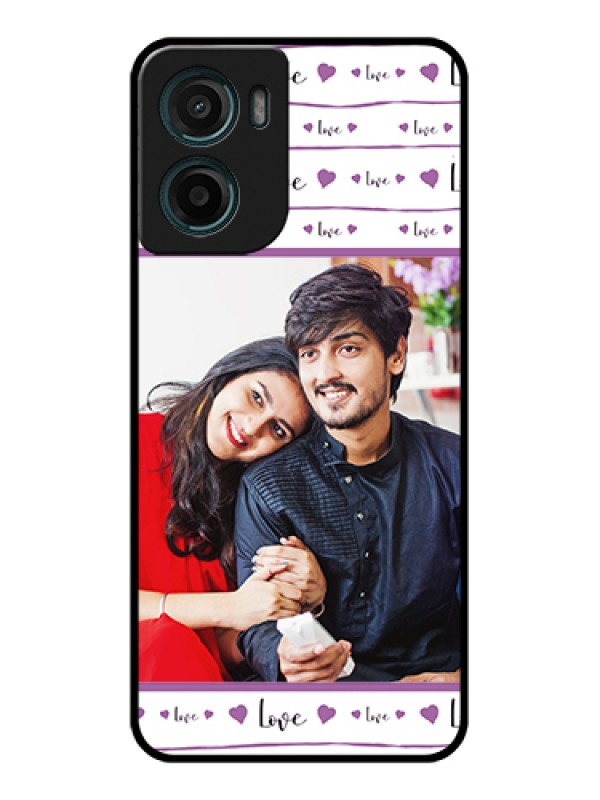 Custom Motorola G05 Custom Glass Phone Case - Couples Heart Design