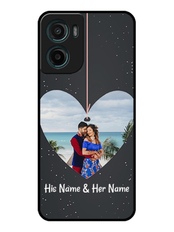Custom Motorola G05 Custom Glass Phone Case - Hanging Heart Design