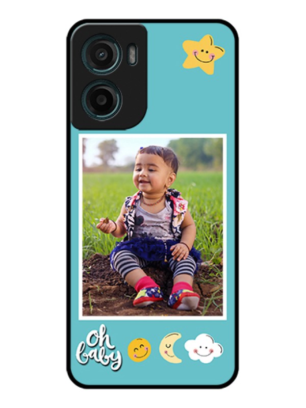 Custom Motorola G05 Custom Glass Phone Case - Smiley Kids Stars Design