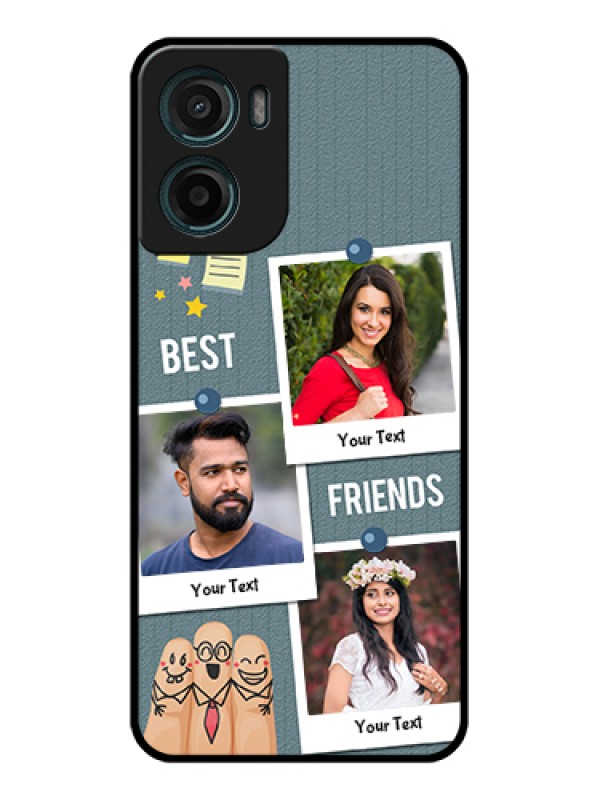 Custom Motorola G05 Custom Glass Phone Case - Sticky Frames And Friendship Design