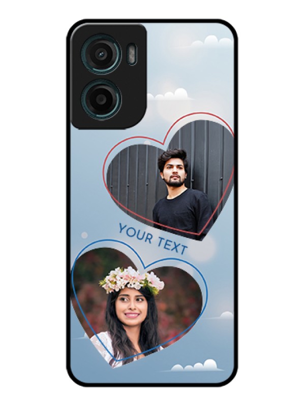 Custom Motorola G05 Custom Glass Phone Case - Blue Color Couple Design