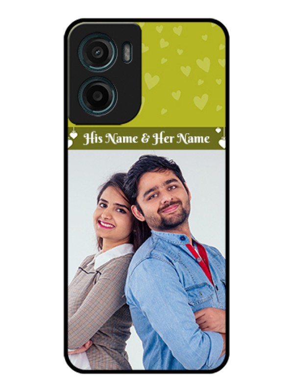 Custom Motorola G05 Custom Glass Phone Case - You & Me Heart Design