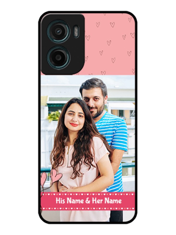Custom Motorola G05 Custom Glass Phone Case - Love Design Peach Color