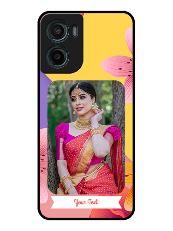 Custom Motorola G05 Custom Glass Phone Case - 3 Image With Vintage Floral Design