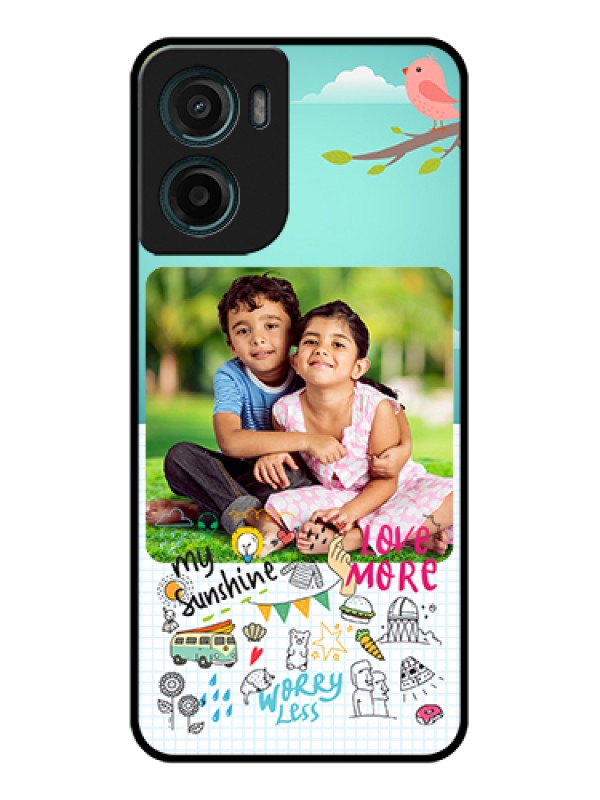 Custom Motorola G05 Custom Glass Phone Case - Doodle Love Design