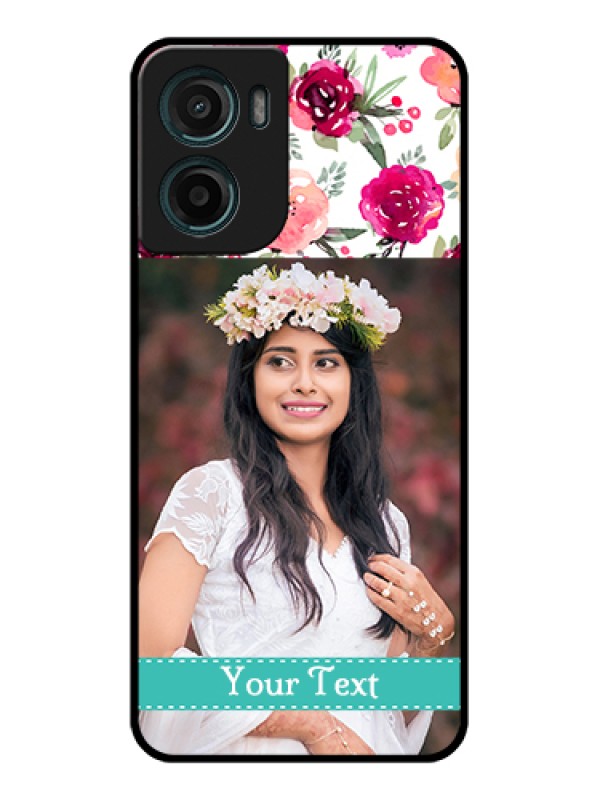 Custom Motorola G05 Custom Glass Phone Case - Water Colors Floral Design