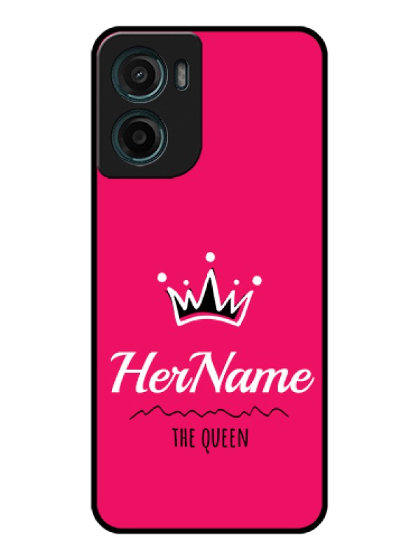 Custom Motorola G05 Custom Glass Phone Case - Queen With Name Design