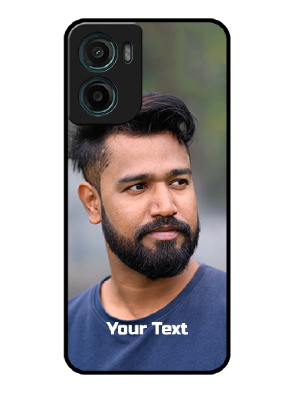 Custom Motorola G05 Custom Glass Phone Case - Photo With Text Design