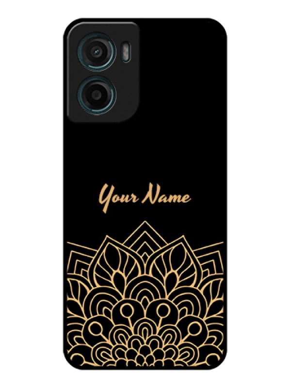 Custom Motorola G05 Custom Glass Phone Case - Golden Mandala Design