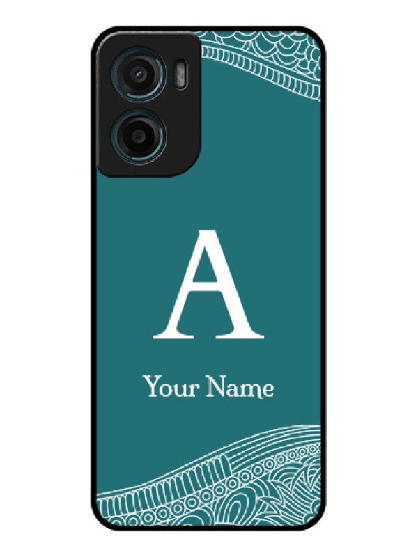 Custom Motorola G05 Custom Glass Phone Case - Line Art Pattern With Custom Name Design