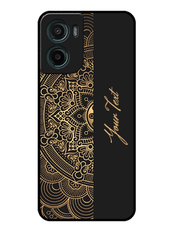 Custom Motorola G05 Custom Glass Phone Case - Mandala Art With Custom Text Design