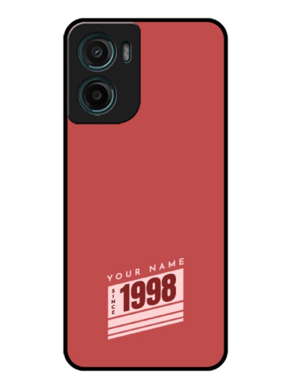 Custom Motorola G05 Custom Glass Phone Case - Red Custom Year Of Birth Design