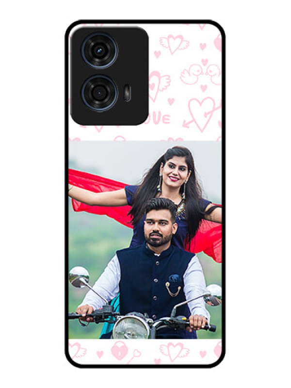 Custom Motorola G24 Power Custom Glass Phone CasePink Flying Heart Design