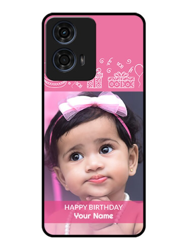 Custom Motorola G24 Power Custom Glass Phone CaseWith Birthday Line Art Design