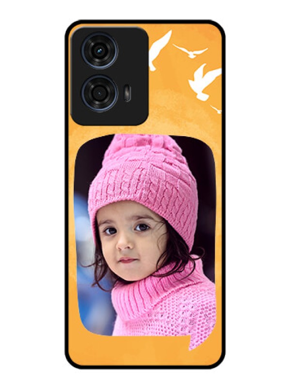 Custom Motorola G24 Power Custom Glass Phone CaseWater Color Design With Bird Icons