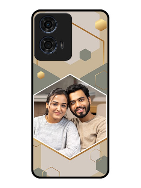 Custom Motorola G24 Power Custom Glass Phone CaseStylish Hexagon Pattern Design