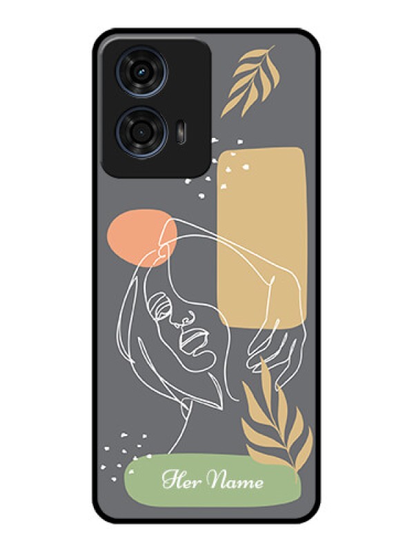 Custom Motorola G24 Power Custom Glass Phone CaseGazing Woman Line Art Design