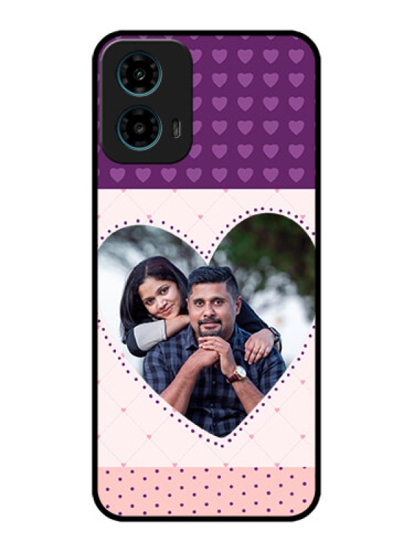Custom Motorola G34 5G Custom Glass Phone Case - Violet Love Dots Design
